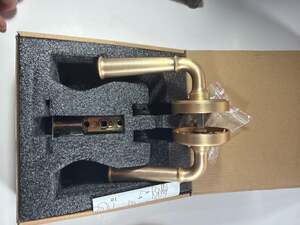 Goldenwarm Brushed Gold Interior Door Lever Handle Set with Round Rosette